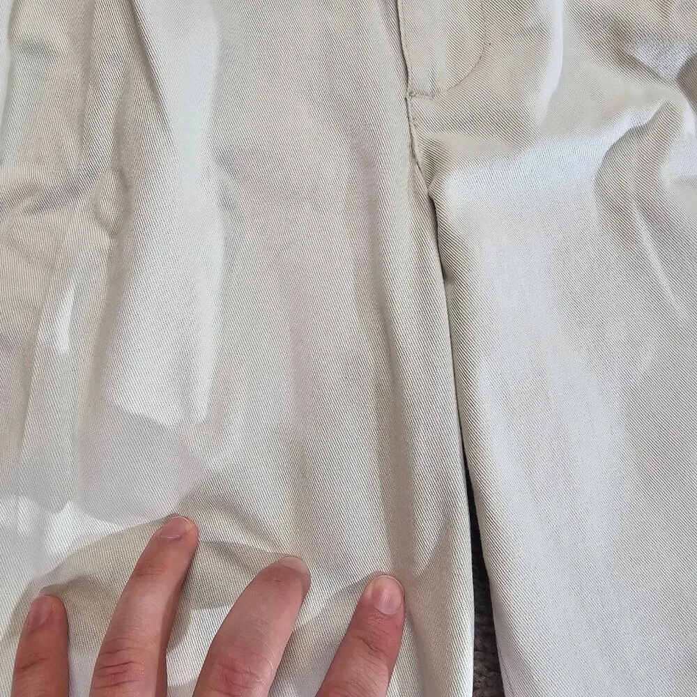 Vintage LL Bean Pleated Chino Pants Mens Tag 38x32 Act 36x31 Beige Cuffed Read - Picture 8 of 14